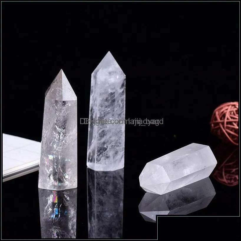 Arts And Crafts Arts, & Gifts Home Garden White Crystal Tower Ornament Mineral Healing Wands Reiki Natural Six-Sided Energy Stone Ability