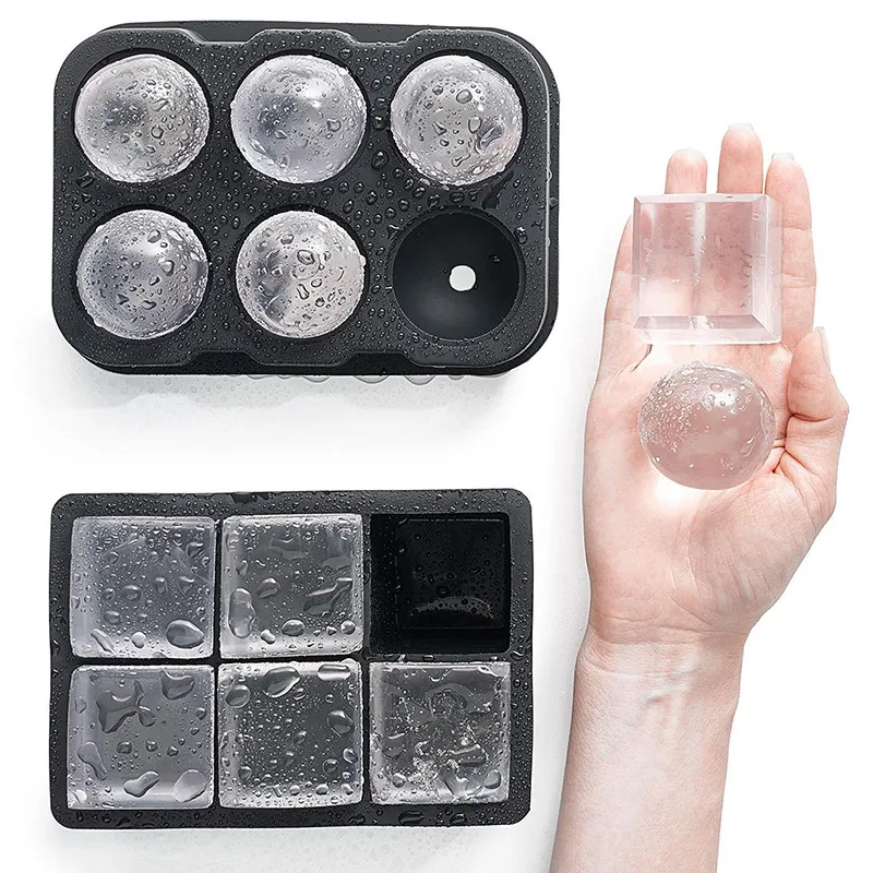 Big Ice Cube Coolers Tray Mold Box Food Grad Silicone Maker Molds Stora fyrkantiga is Diy Bar Pub Kök Tillbehör Gadgets