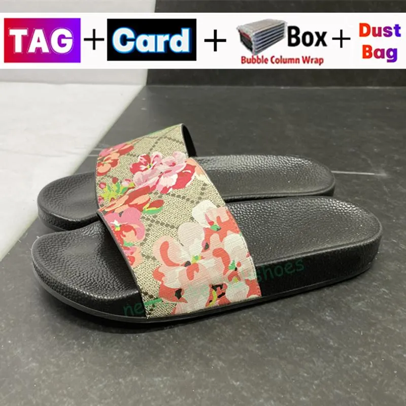 2022 Designer Slides Mens Womens Slippers with Original Box Dust Bag bloom flowers printing leather Web Black shoes Fashion luxury summer sandals beach sneakers