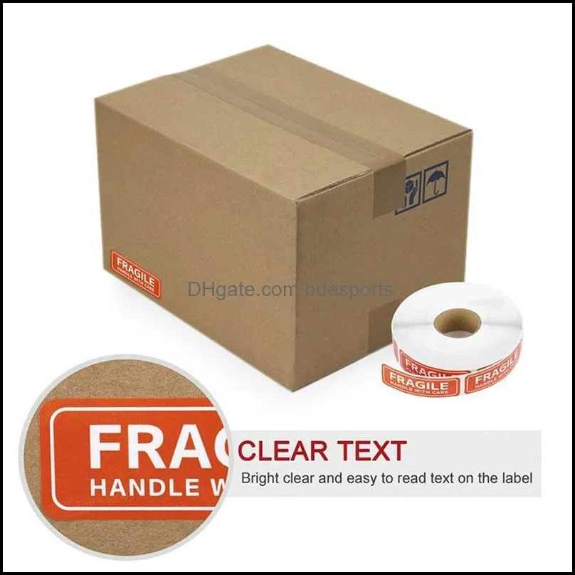 150/500pcs Roll 2.5*7.5cm Packing Warning Adhesive Stickers Handle With Care Label For Bag Box