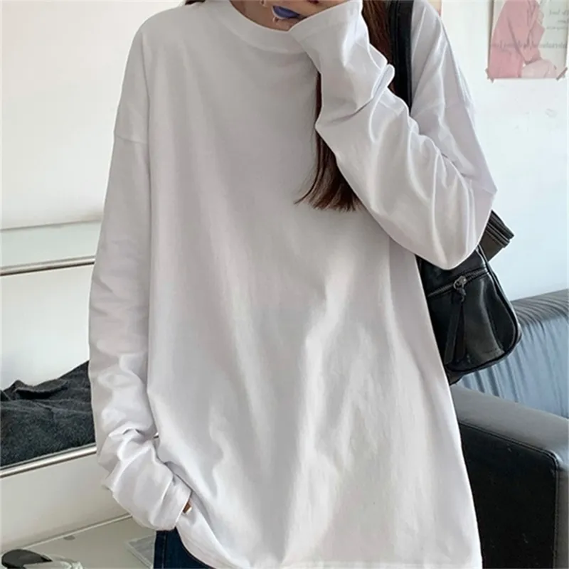 개인화 된 사용자 정의 여성 T 셔츠 긴 소매 티셔츠 A886 핑크 그린 네이비 블루 화이트 220411