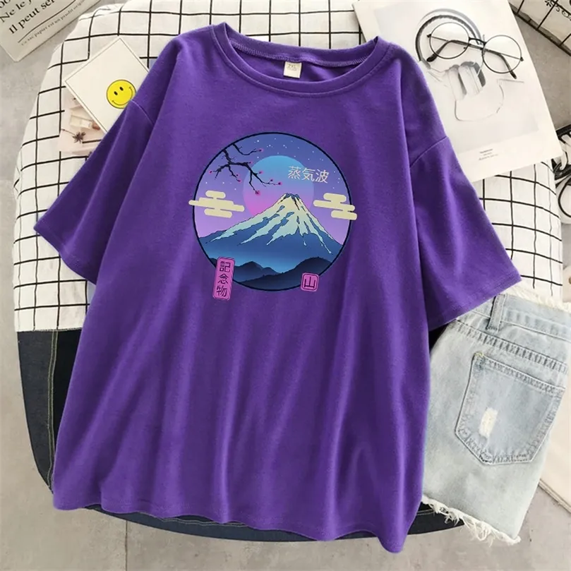 Vaporwave Mount Fuji Memorial Japan Style Tshirt Women Brand Top Oneck Casual Clothes Summer Kort ärm T -shirt 220527