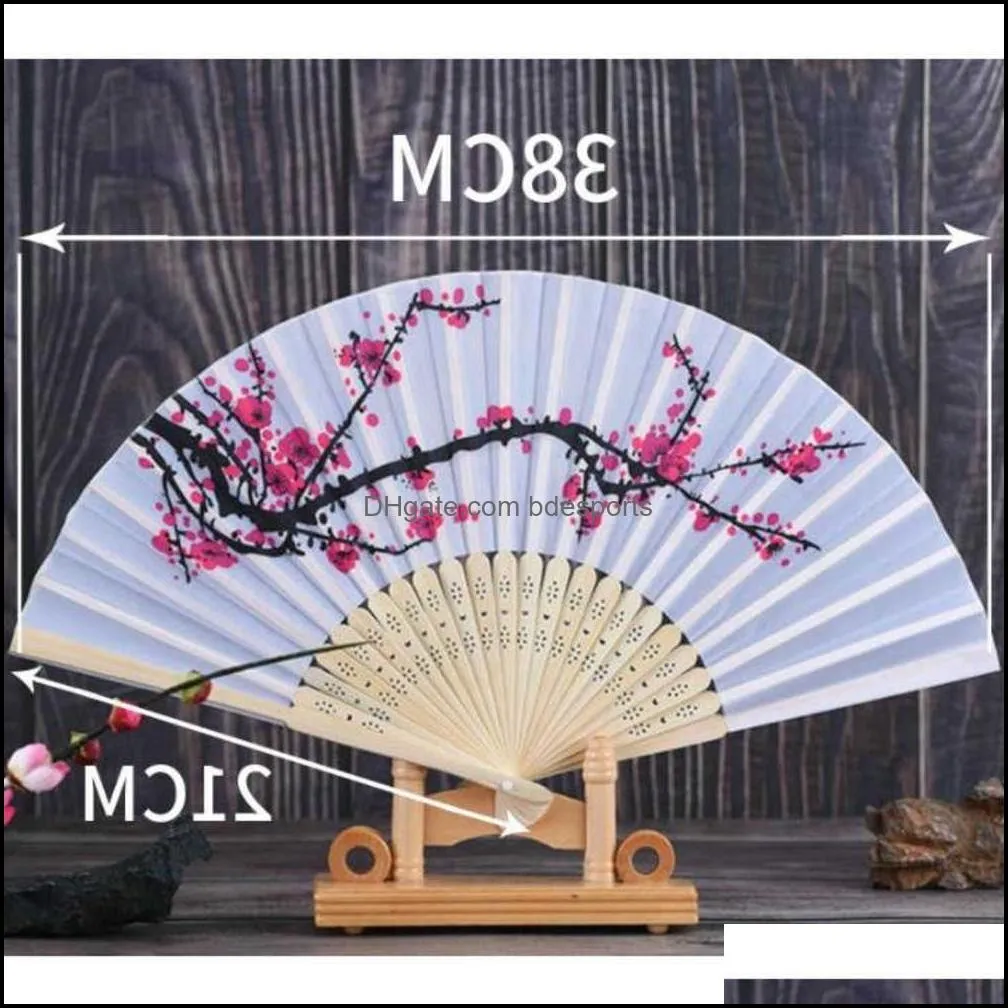 Cherry Blossom Silk Hand Fan Wedding Favor Plum Blossom Hand Folding Fan Wintersweet RRB14510