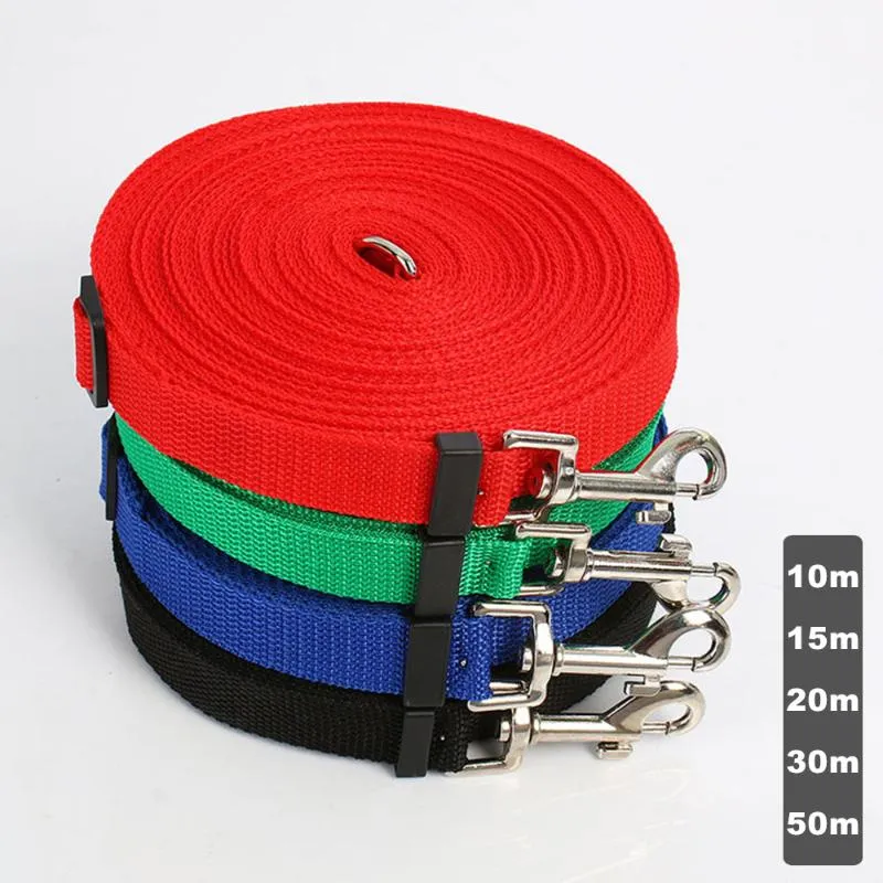 Dog Collars & Leashes Adjustable Long Nylon Leash For Dogs Outdoor Training 2.0cm Width 10m 15m 20m 30m 50m Pet Lead Small Large DogsDog