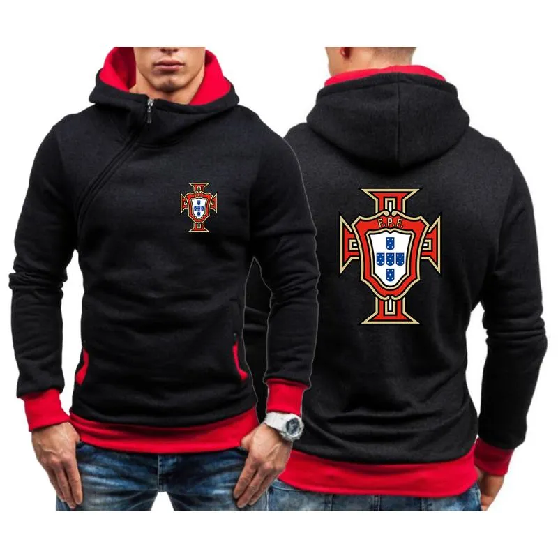 Men's Hoodies & Sweatshirts Footballer Portugal Diagonal Zipper Long Sleeve Pullover Sweatshirt Fashionable Printing Harajuku Tops ClothingM