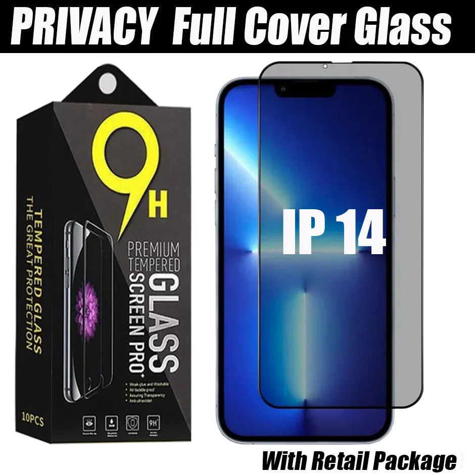 PRIVACY Anti-Spy Glass Screen Protector voor Iphone 15 14 13 12 12 mini pro max xr xs 6 7 8 Plus volledige cover gehard glas met retailverpakking