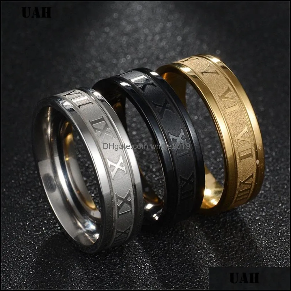 Bandringen 6 mm 316L roestvrijstalen trouwring Goud Zwart koele punk voor mannen Women Fashion Jewelry Drop Delivery 2021 Bdehome DH6FD