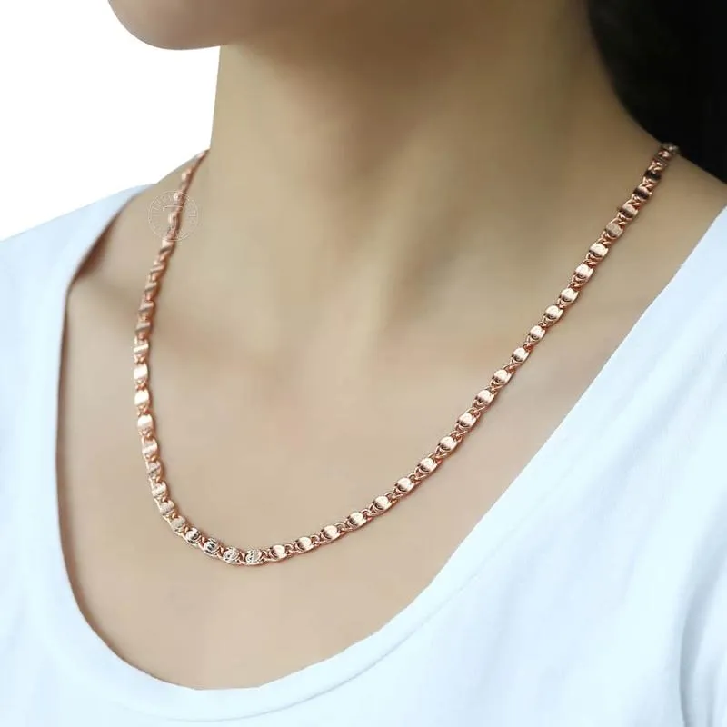 Trendsmax 585 Rose Gold Snail Link Chain Necklace For Women And