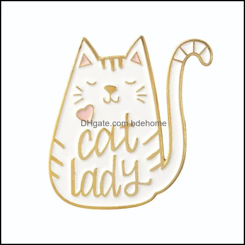 Vintage Punk Style Dog Mom Cat Lady Metal Kawaii Enamel Pin Badge Buttons Brooch Shirt Denim Jacket Bag Decorative Brooches for Women