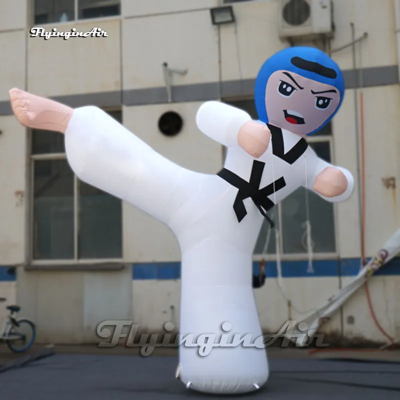 Aangepaste advertentie opblaasbare Taekwondo Man 3M/4m Cartoon Figuur Model Air Blow Up Kickboxing Player Ballon voor evenement