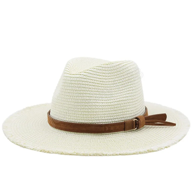 Printemps été chapeau de paille dames classique Jazz chapeau haut de forme hommes rétro soleil respirant Panama chapeau bord de mer gentleman chapeaux de plage