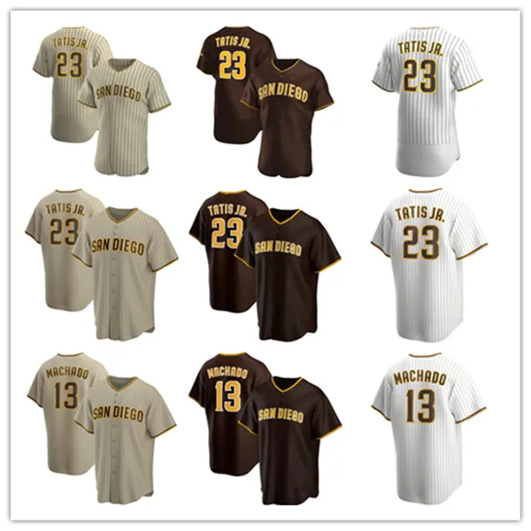 2022 Baseball Jerseys Tatis Jr. 23 Manny Machado 13 Jersey White Home Tan Alternate Brown Color Button Up Stitched Size S-XXXL