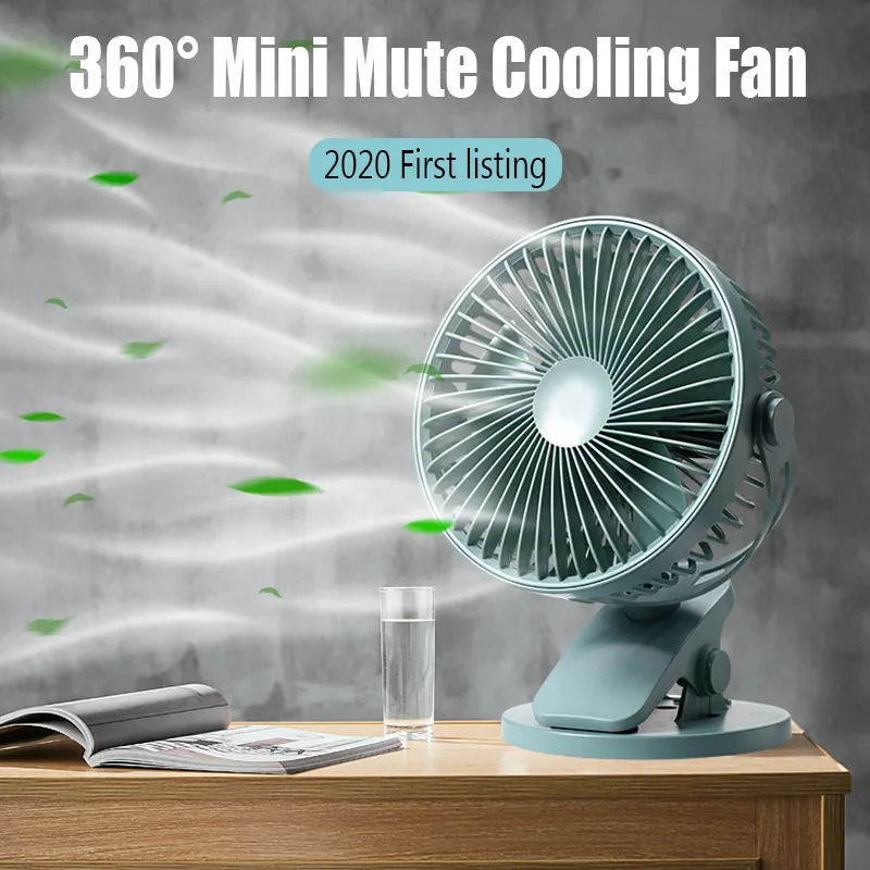 USB -prylar Ny 360 ° Clip Fan Cooling Mini Portable 3 Speed ​​Super Mute Cooler For Office Desktop Cool Fans Car Home Travel