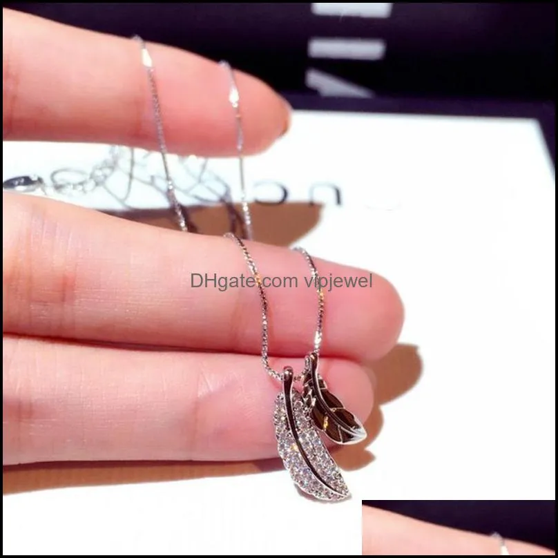 2021 ins dazzling shining cz leaves necklace gold silver color clavicle leaf pendant necklace