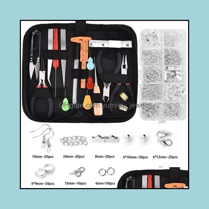 Jewelry Making Supplies Kit Plier Earing Hooks Open Jump Rings Lobster Clasps Crimp Beads DIY Jewelry Tools Accessories Sets