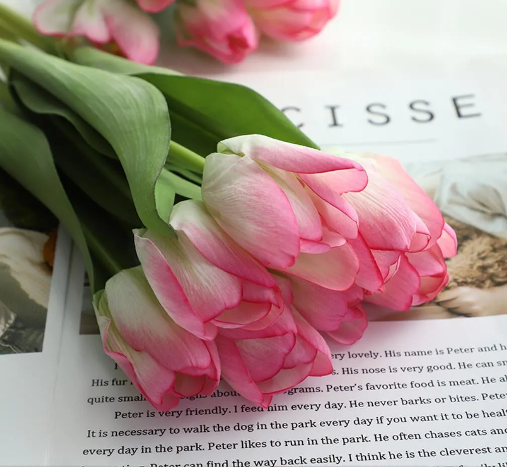 Hand moisturizing tulip imitation Flower Faux Floral Photography decorations home living room decoration bonsai artificial flowers