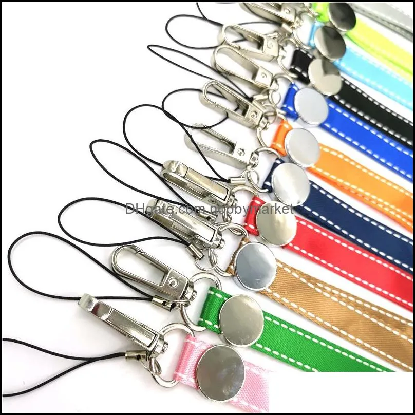 10pcs Couple Pure Color Neck Lanyard keychain Mobile Phone Strap ID Badge Holder Rope Key Keyrings cosplay Accessories