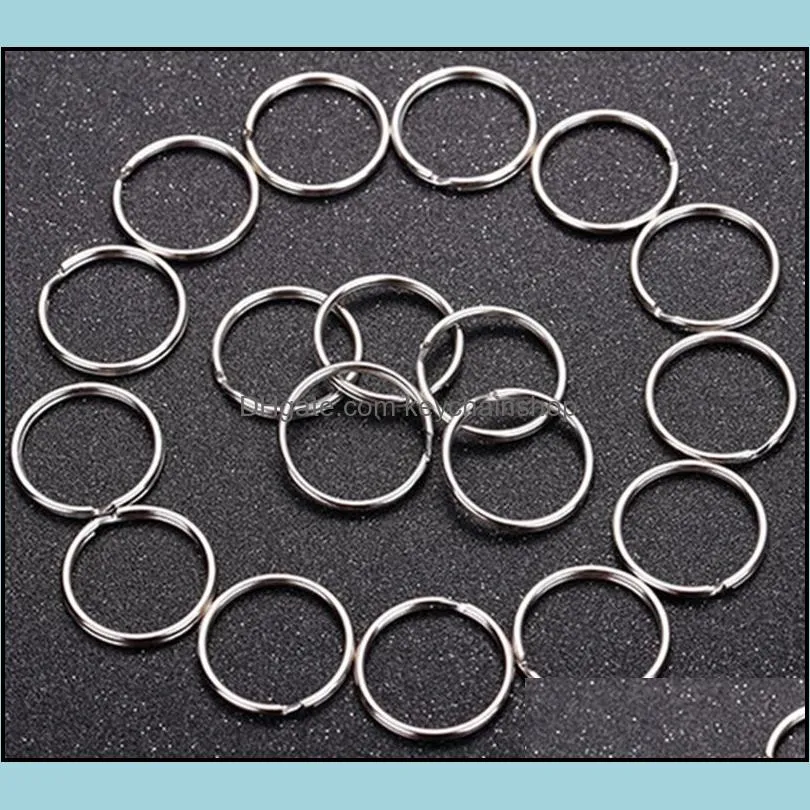 Silver Tone Split Key Rings 1.5x25mm Metal Hook Ring for DIY Keychain Making Handmade Keyrings Chain Holder Jewelry Connectors