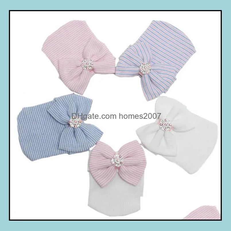 Newborn Hospital Hat Infant Baby Knit Hat Cap with Big Bow Soft Cute Knot Nursery Beanie