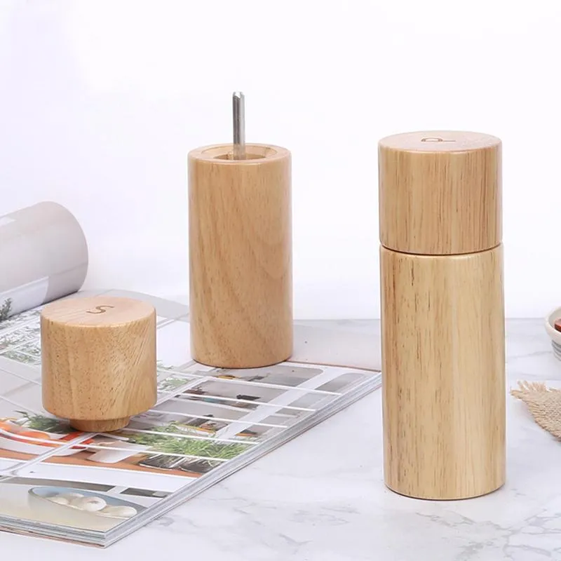 Wooden Salt and Pepper Grinder Set, Manual, 6