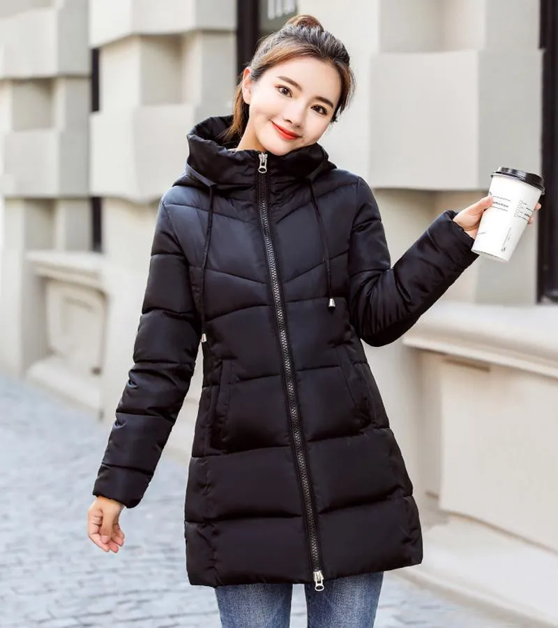 Womens long winter jacket with hood hotsell