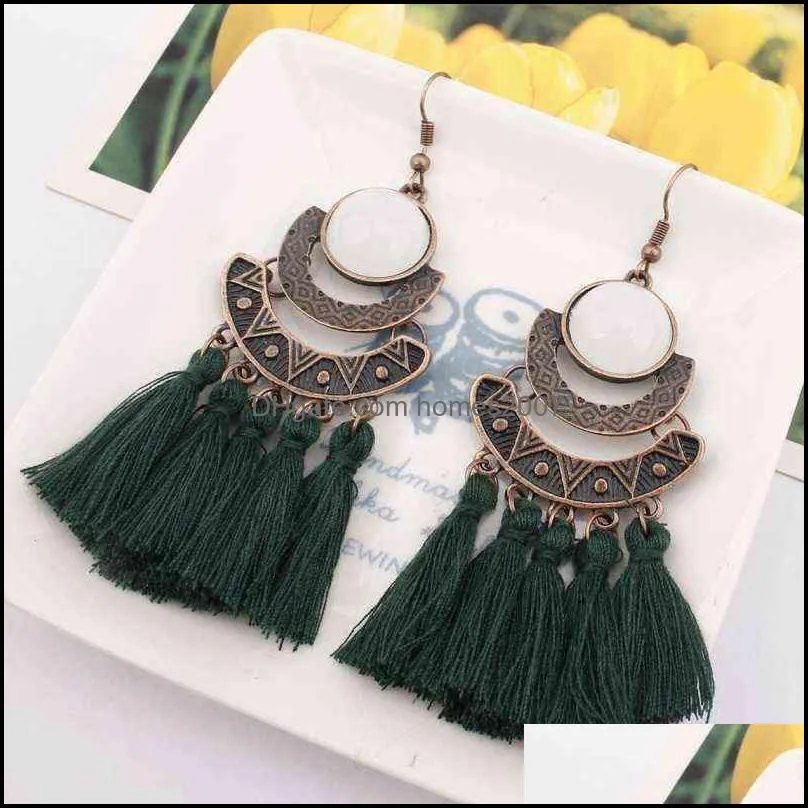 Nxy Earrings Dangle Chandelier Exknl 25 Colors Box Women Long Fringe Drop Bohemian Boho Knoping Accessories 0209