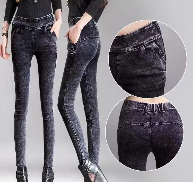 Vintage Skeleton Grunge Rhinestone Jeans For Women Unique, Chic
