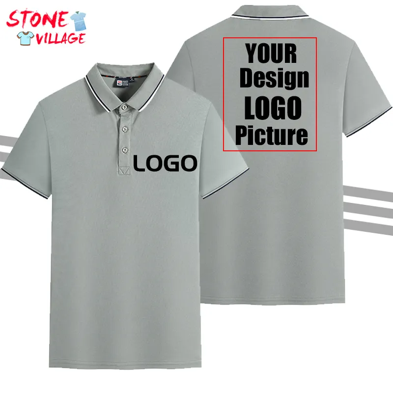 Niestandardowa design koszulka polo lat Summer męskie koszule z krótkim rękawem haft haftowy bawełniany homme męskie ubrania klapy 220722