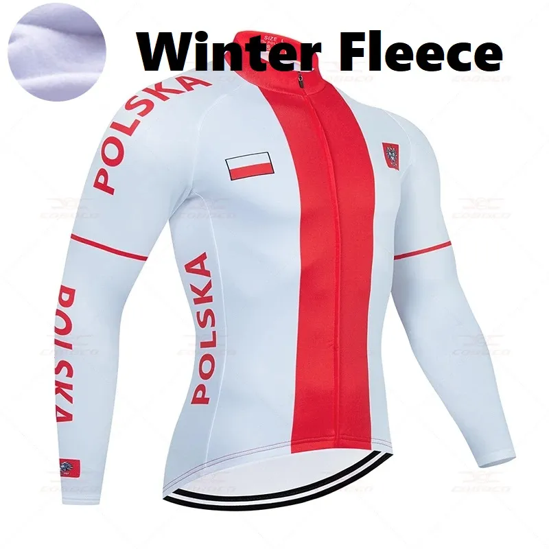 2024 Polaska Polonka Kış Bisiklet Ceketleri Fleece Bisiklet Jersey Adam Uzun Kollu MTB Bisiklet Giysileri Termal Bisiklet Giyim İnvierno Maillot Ropa Ciclismo