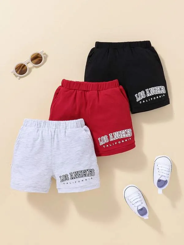 Baby 3pcs Letter Graphic Shorts She01