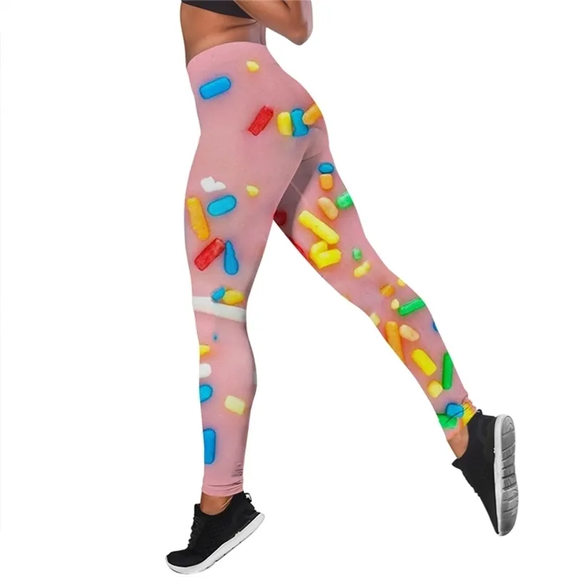 Women Leggings Donuts Printing Sexy Yoga Suit Leggings Sportswear 3D Ladies Slim Fitness Clothes Sports Suit Drop W220617