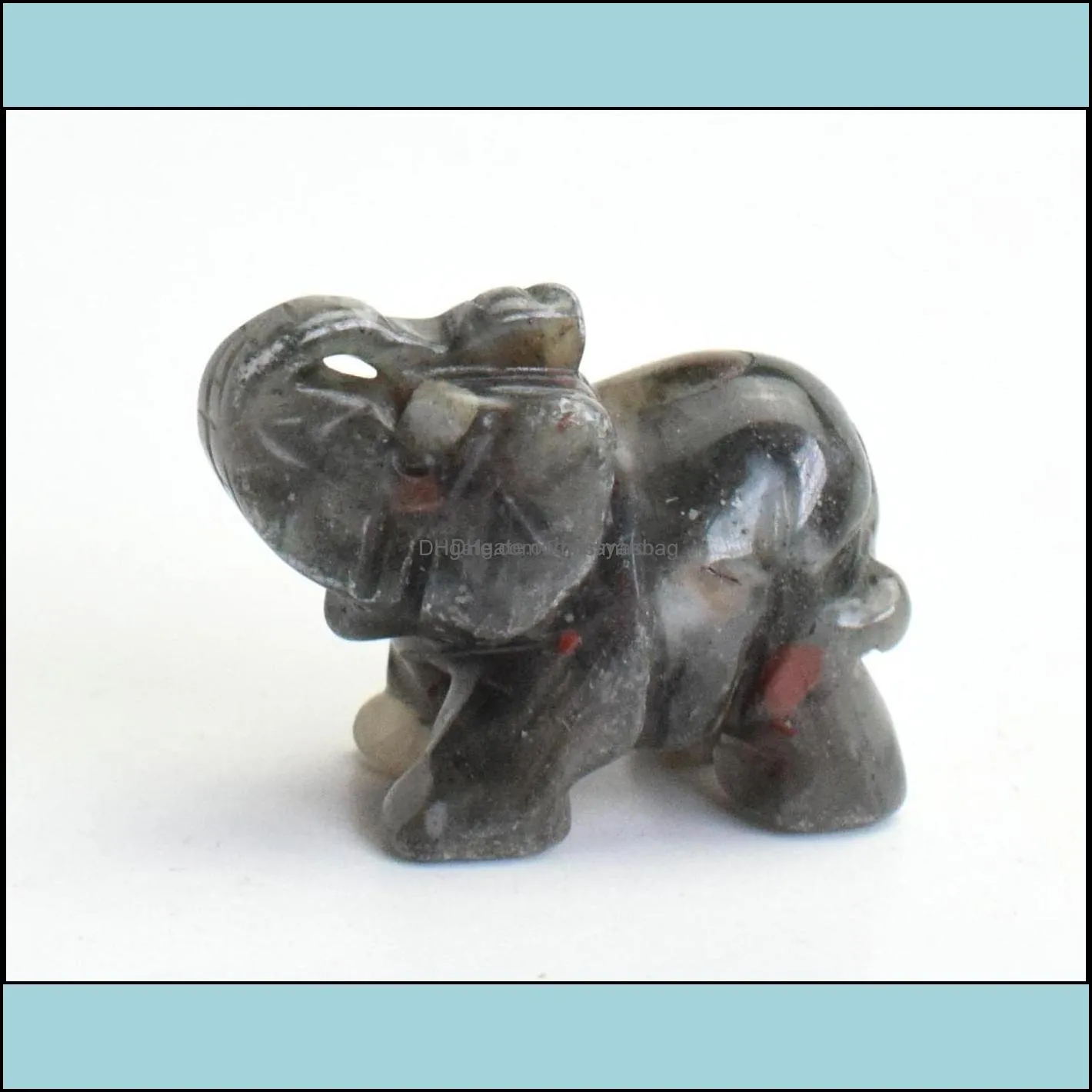 1.5 Inches Small Size Elephant Statue Crafts Natural Chakra Stone Carved Crystal Reiki Healing Animal Figurine 1Pcs Drop Delivery 2021