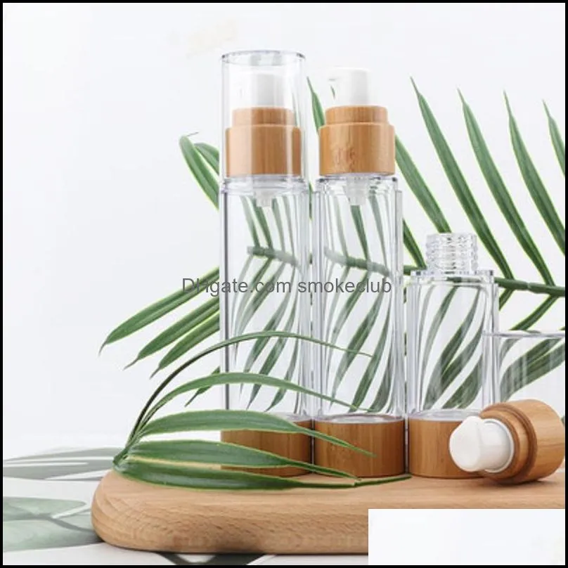 15ML30ML50ML natural Bamboo AS Airless Bottle Cosmetics Transparent pump head Travel Carrying cosmetic toner lotion bottles