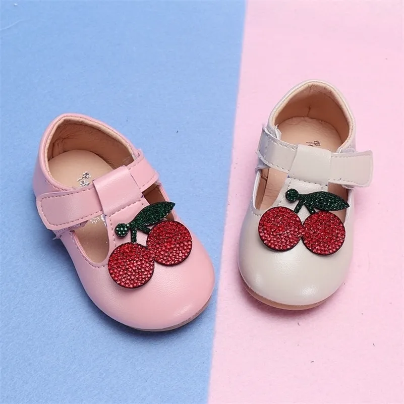 Pink Cherry Baby Soft Sole Fashion AllMatch Princess Small Leather Girls Dress Kid Girl Party Shoes 220615