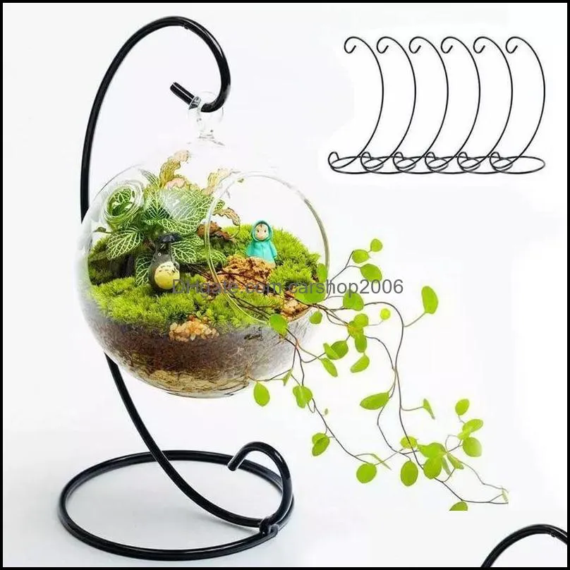 Vases Home Decor Garden Ll Micro Landscape Ecological Bottle Iron Frame Without Wrought Irons Hanging Plant Flower Stand Dhr7S