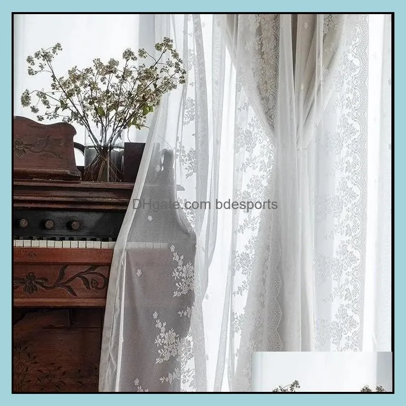 Curtain & Drapes Modern Luxury Tulle Curtains Living Room Bedroom Kitchen Decoration Bay Window Embroidery Flowers Finished