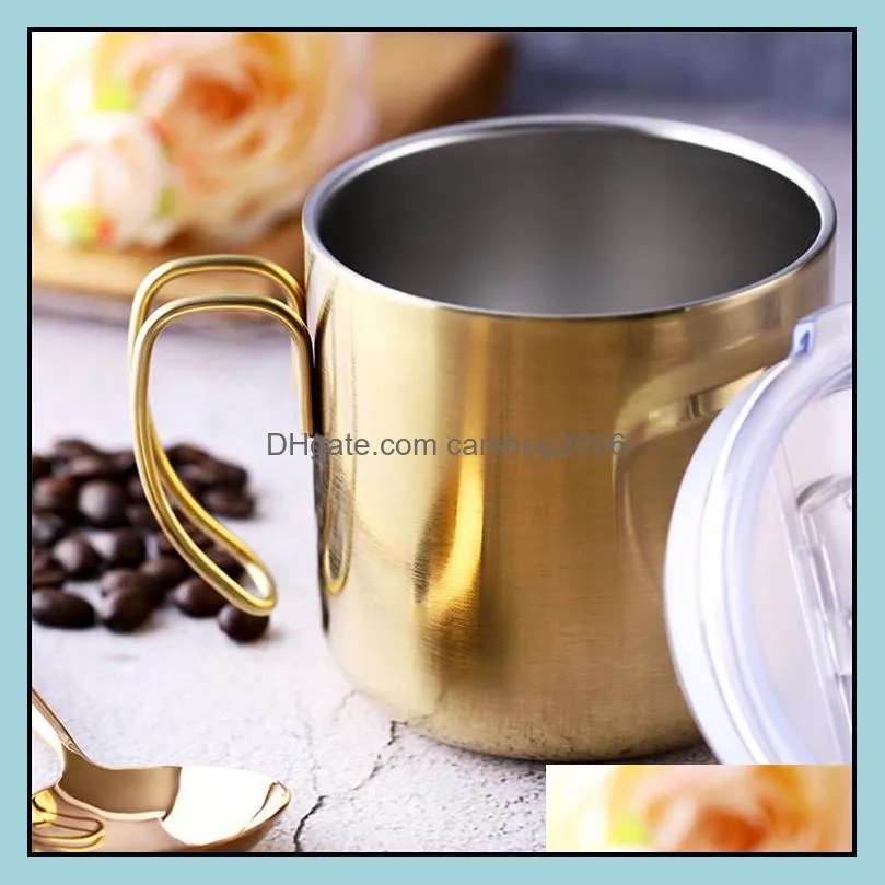 400ml drink cup mug coffee cup 304 stainless steel mug double wall with lid on promotion