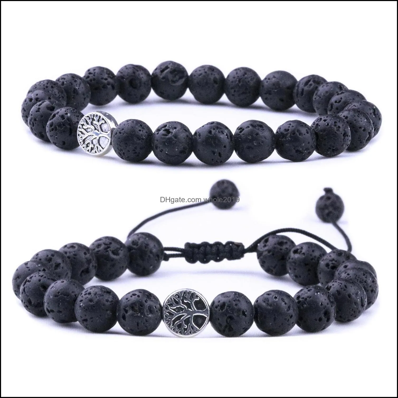 8mm black lava stone gold color tree of life weave bracelets aromatherapy  oil diffuser bracelet for women men jewelry