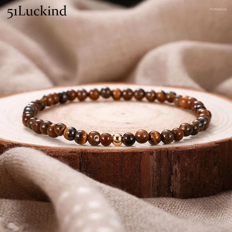 Beaded Strands Minimalist 4 Mm Tiger Eye Natural Stone Bracelet Simple Small Beads Handmade Mens Braclet For Male Yoga Hand Jewelry Homme Tr