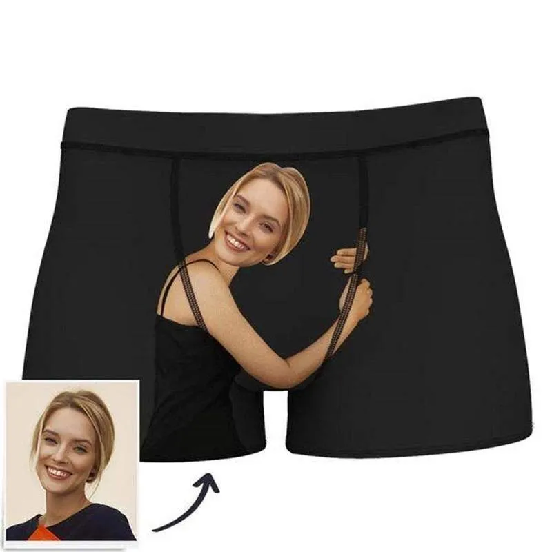 Personnaliser drôle Po Boxer sous-vêtements personnalisé visage petite amie slips imprimé Po hommes boxeurs Couple mari anniversaire cadeau 220512