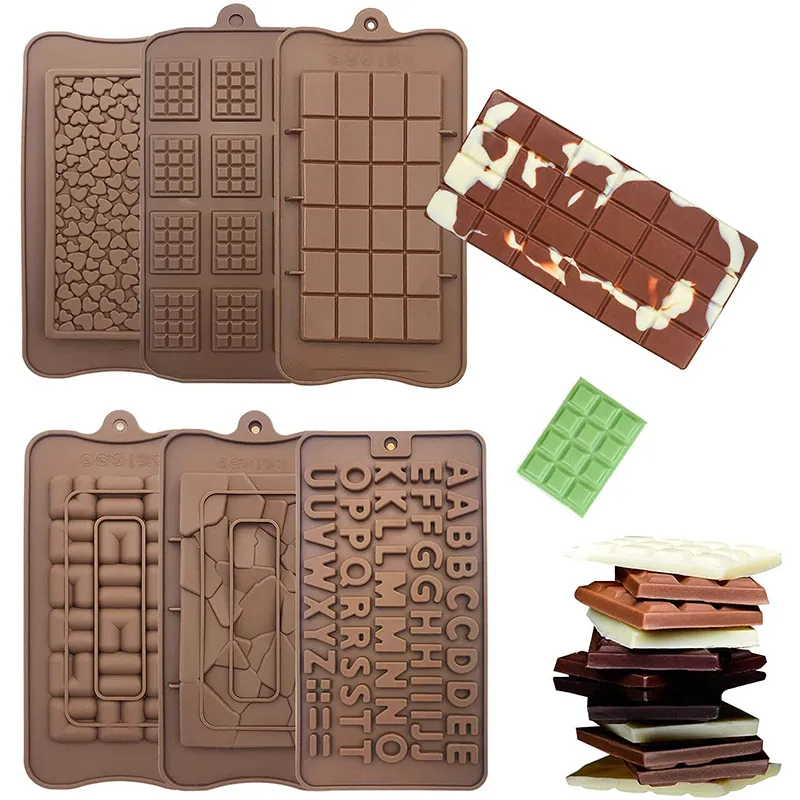 6pc/set waffle Chocolate Molds مختلفة صفحة كاملة من الفطائر مصنوعة يدويًا رقاقة مكعبات الثلج ديي أرقام رسائل القالب 220509