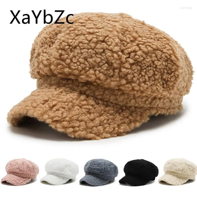 Bérets automne et hiver cheveux d'agneau mode bassin casquette hommes femmes tout match Teddy cachemire pêcheur chapeaubérets Chur22