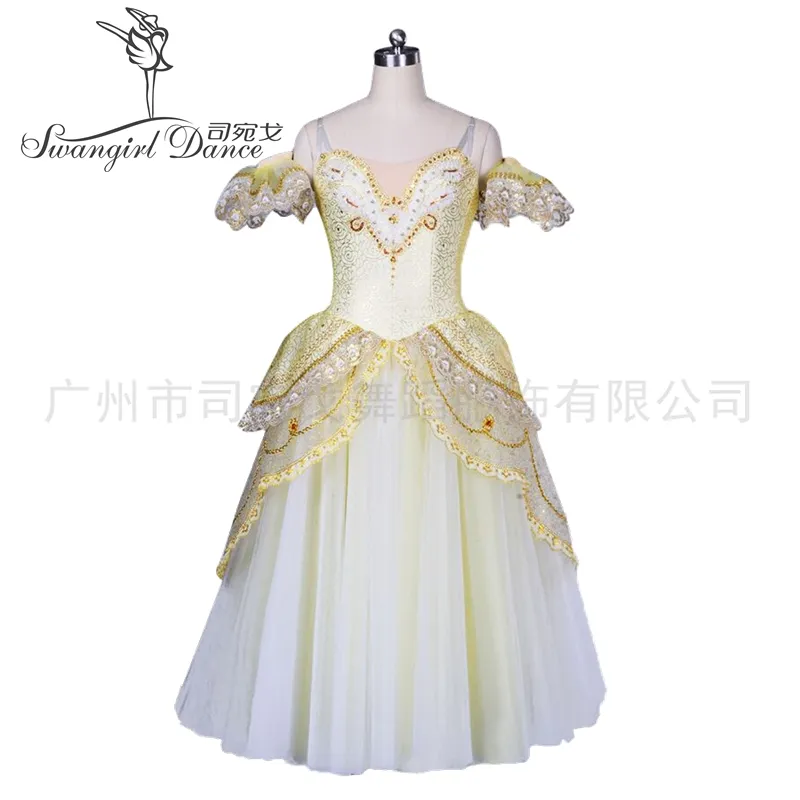 Gold Queen Ballet Long Tutu Dress Women Professional Ballet Tutus