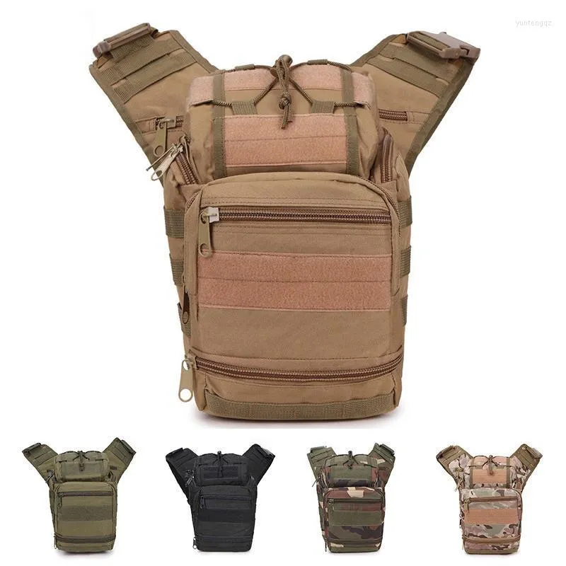 Buitenzakken Tactische schouderborsttas Men Molle Waterdichte Militaire crossbody Pack wandelen Camping Sportpak Camera XA824Y