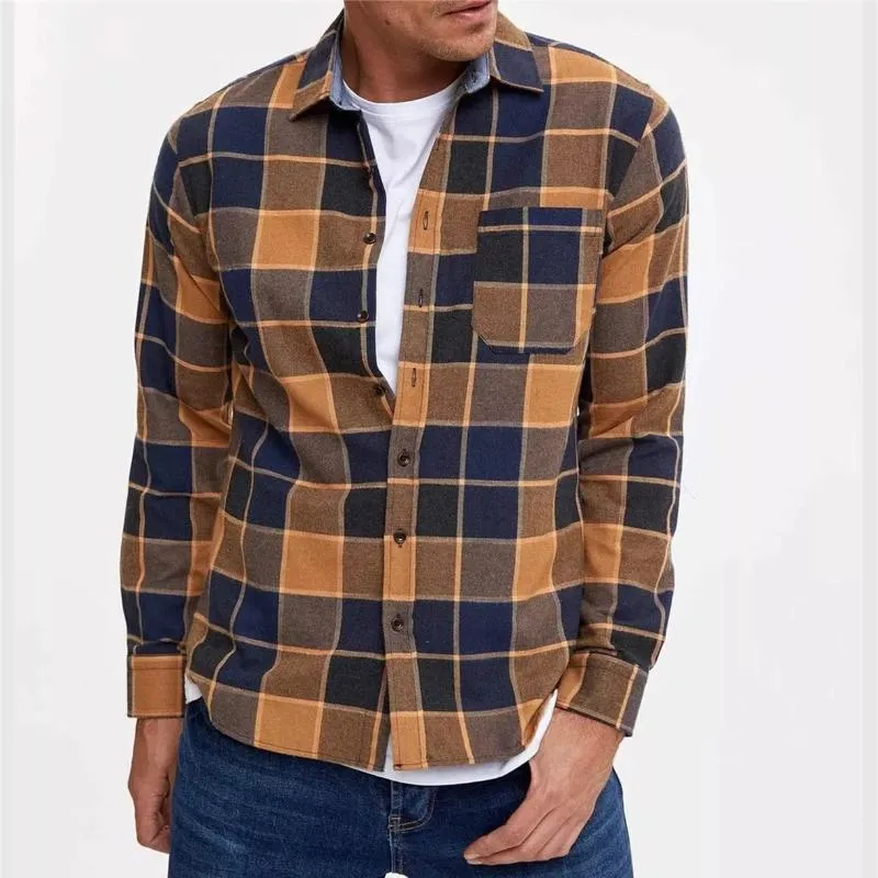 Men's Casual Shirts Men's Spring 2022 Autumn Winter High Quality Male Plaid Shirt Man Clothes Fit Retro Checkered Long-Sleeved MenMen's