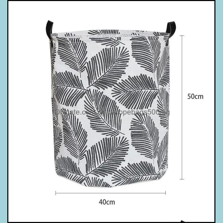 40*50cm Pattern Foldable Large Laundry Baskets Hamper Dirty Cloth Storage Washing Bin Collapsible Canvas Laundry Basket Free RRF14196