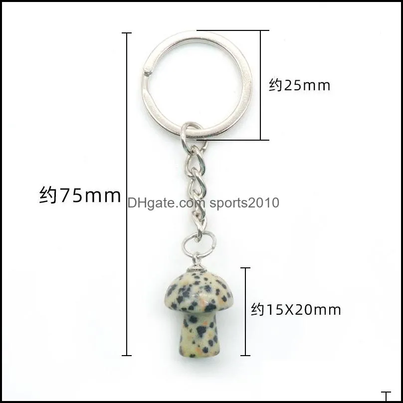 mini mushroom statue key rings chains natural stone carved charms keychains healing crystal keyrings for women men