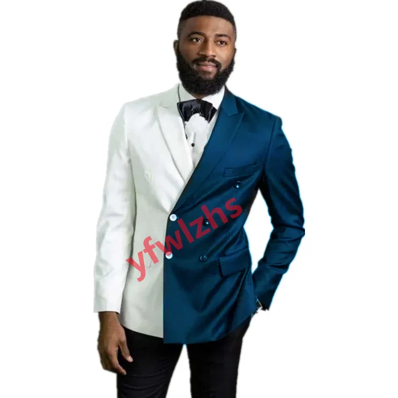 Bella giacca bicolore Abiti da uomo Velluto Smoking dello sposo Groomsmen Matrimonio Prom Uomo Blazer (giacca + pantaloni + cravatta) Y523
