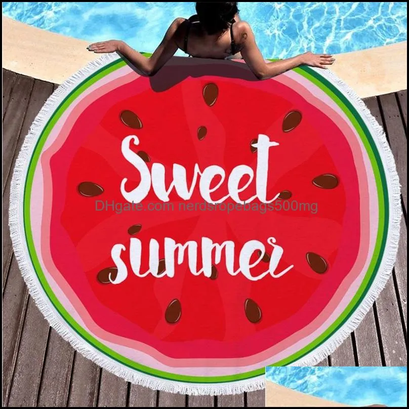 Round Beach Towel  Summer Towels Microfiber Beach Blankets Tassel Swimming Towel Unisex Shawl Yoga Mat 150cm 16 Designs CA1 47 J2