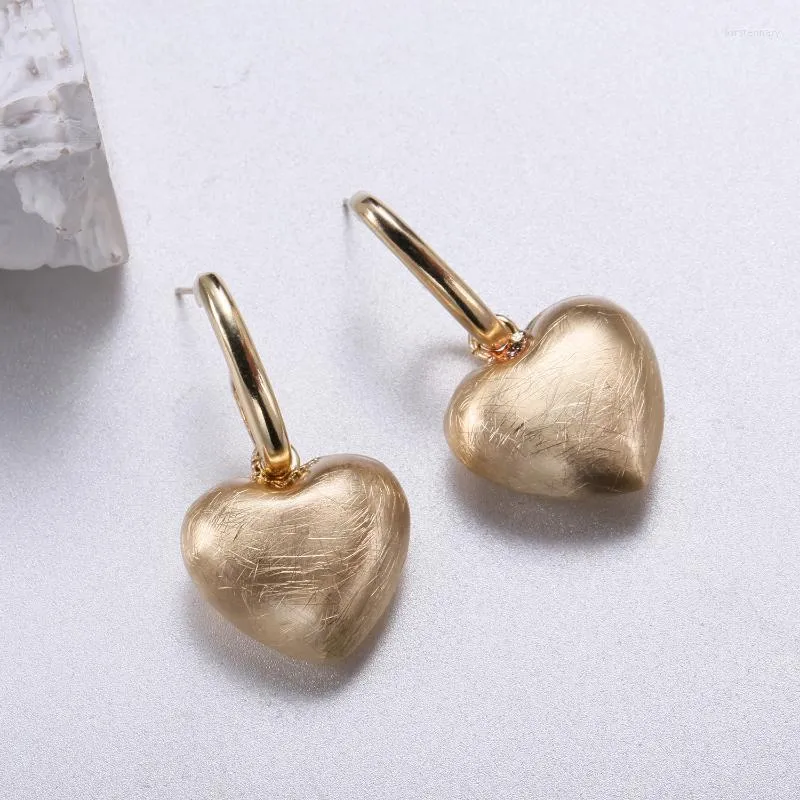 Hoop Huggie Design Lovely Heart Drop Earrings For Women Geometry Statement Metal Gold Color Classic Jewelyhoop Kirs22